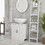 Bathroom Sink Cabinet, Pedestal Sink Cabinet with Adjustable Shelf, White