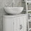 Bathroom Sink Cabinet, Pedestal Sink Cabinet with Adjustable Shelf, White