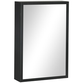 kleankin Bathroom Mirror with Storage Shelves Bathroom Wall Cabinet, Black