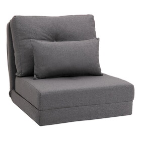 HOMCOM 2-in-1 Floor Lazy Sofa with 5 Position Adjustable Backrest, Dark Gray