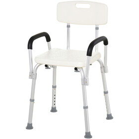 HOMCOM Shower Chair, Mobility Medical Grade Bath Chair, Adjustable Shower Bench with Removable Armrests for Seniors, Handicap, Disabled W2225P173932