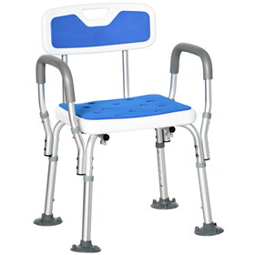 HOMCOM EVA Padded Shower Chair with Arms and Back, Bath Seat with Adjustable Height, Anti-slip Shower Bench for Seniors and Disabled, Tool-Free assembly, 299lbs W2225P173933