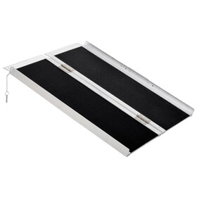 HOMCOM Wheelchair Ramp 3FT, Folding Aluminum Threshold Ramp with Non-Slip Surface, Transition Plates, 600lbs Weight Capacity, Handicap Ramp for Home, Doorways, Curbs, Steps W2225P173940