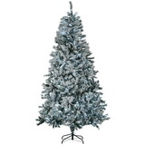 HOMCOM 7.5' Flocked Artificial Christmas Tree with Cold White LED Lights W2225P173951