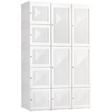 HOMCOM Portable Wardrobe Closet, Folding Bedroom Armoire, Clothes Storage Organizer with 11 Cube Compartments, Hanging Rod, Magnet Doors, White W2225P173982