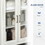 kleankin Tall Bathroom Storage Cabinet with 3 Tier Shelf, Glass Door Cabinet, Freestanding Linen Tower with Adjustable Shelves, Antique White