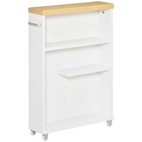 kleankin Slim Bathroom Cabinet with Wheels Storage Organizer, White