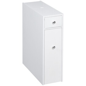 HOMCOM Wooden Narrow Modern Bathroom Furniture Cabinet, White