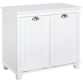 HOMCOM Tilt-Out Laundry Sorter Bathroom Cabinet, White