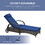 Outsunny Wicker Outdoor Chaise Lounge, 5-Level Adjustable Backrest PE Rattan Pool Lounge Chair with Wheels, Cushion & Headrest, Brown and Dark Blue