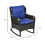 Outsunny Outdoor Wicker Rocking Chair with Wide Seat, Thick Cushions, Rattan Rocker with Steel Frame, High Weight Capacity for Patio, Garden, Backyard, Dark Blue