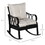 Outsunny Outdoor Wicker Rocking Chair with Padded Cushions, Aluminum Furniture Rattan Porch Rocker Chair w/ Armrest for Garden, Patio, and Backyard, Khaki