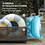 Outsunny Patio Wicker Pool Float Storage with Wheels, Outdoor Rolling PE Rattan Pool Caddy, Includes Compartment and Basket, for Pool, Garden, Deck, Light Gray
