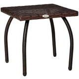 Outdoor PE Wicker Side Table, Small Square Rattan End Table, All-Weather Material Coffee Table for Garden, Balcony, Backyard, Brown W2225P174040