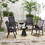 Outsunny Set of 4 Patio Folding Chairs, Stackable Outdoor Sling Patio Dining Chairs with Armrests for Lawn, Camping, Dining, Beach, Metal Frame, No assembly, Black