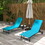 Outsunny Outdoor Chaise Lounge, 2 Piece Lounge Chair with Wheels, Tanning Chair with 5 Adjustable Positions for Patio, Beach, Yard, Pool, Blue