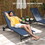 Outsunny Chaise Lounge Outdoor, 2 Piece Lounge Chair with Wheels, Tanning Chair with 5 Adjustable Position for Patio, Beach, Yard, Pool, Dark Blue