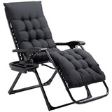 Outsunny Zero Gravity Chair, Folding Reclining Lounge Chair with Padded Cushion, Side Tray for Indoor and Outdoor, Supports up to 264 lbs., Black W2225P174097