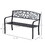 Outsunny 50" Outdoor Metal Welcome Bench, Garden Bench with Slatted Seat, Patio Bench for Park, Porch, Yard, Entryway, Black