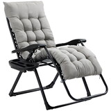Outsunny Zero Gravity Chair, Folding Reclining Lounge Chair with Padded Cushion, Side Tray for Indoor and Outdoor, Supports up to 264lbs, Gray W2225P174105
