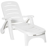 Outsunny Outdoor Chaise Lounge, 5 Level Adjustable Backrest Lounge Chair with Wheels, Folding Tanning Chair for Pool, Beach, Patio, Garden, White W2225P174109
