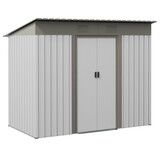 Outsunny 7' x 4' Metal Lean to Garden Shed, Outdoor Storage Shed, Garden Tool House with Double Sliding Doors, 2 Air Vents for Backyard, Patio, Lawn, Silver W2225P174113