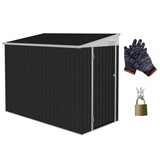 Outsunny 4' x 8' Metal Outdoor Storage Shed, Lean to Storage Shed, Garden Tool Storage House with Lockable Door and 2 Air Vents for Backyard, Patio, Lawn, Dark Gray