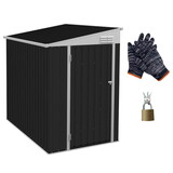 Outsunny 4' x 6' Metal Outdoor Storage Shed, Lean to Storage Shed, Garden Tool Storage House with Lockable Door and 2 Air Vents for Backyard, Patio, Lawn, Dark Gray W2225P174116