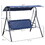 Outsunny 3-Person Porch Swing Bench with Stand & Adjustable Canopy, Armrests, Steel Frame for Outdoor, Garden, Patio, Porch & Poolside, Dark Blue
