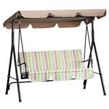 Outsunny 3-Seat Outdoor Patio Swing Chair with Removable Cushion, Steel Frame Stand and Adjustable Tilt Canopy for Patio, Garden, Poolside, Balcony, Backyard, Multi Color