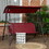 Outsunny 3-Person Porch Swing Bench with Stand & Adjustable Canopy, Armrests, Steel Frame for Outdoor, Garden, Patio, Porch & Poolside, Wine Red