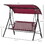 Outsunny 3-Person Porch Swing Bench with Stand & Adjustable Canopy, Armrests, Steel Frame for Outdoor, Garden, Patio, Porch & Poolside, Wine Red