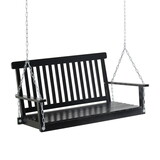 Outsunny 2-Seater Hanging Porch Swing Outdoor Patio Swing Chair Seat with Slatted Build and Chains, 440lbs Weight Capacity, Black