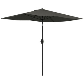 Outsunny 6.5' x 10' Rectangular Market Umbrella, Patio Outdoor Table Umbrella with Crank and Push Button Tilt, Dark Gray W2225P174142