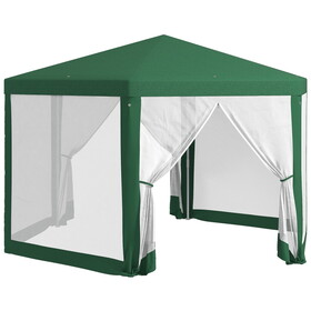 Outsunny 13' x 11' Outdoor Party Tent, Hexagon Sun Shade Shelter Canopy with Protective Mesh Screen Sidewalls, Ropes & Stakes, Green
