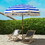 Outsunny 6.2' Portable Beach Umbrella, UV 40+ Ruffled Outdoor Umbrella with Vented Canopy, Carry Bag, Blue Stripe
