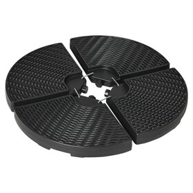 Outsunny HDPE Material Patio Umbrella Base Weights Sand Filled up to 150 lb. for Any Offset Umbrella Base, 4-Piece, Water or Sand Filled, All-Weather, Black (Round)