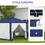 Outsunny 13' x 11' Outdoor Party Tent, Hexagon Sun Shade Shelter Canopy with Protective Mesh Screen Sidewalls, Ropes & Stakes, Blue