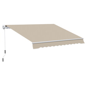 Outsunny 13' x 8' Retractable Awning, Patio Awnings, Sunshade Shelter w/ Manual Crank Handle, UV & Water-Resistant Fabric and Aluminum Frame for Deck, Balcony, Yard, Beige