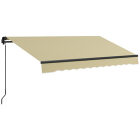 Outsunny 10' x 8' Retractable Awning, Patio Awning Sunshade Shelter with Manual Crank Handle, 280gsm UV Resistant Fabric and Aluminum Frame for Deck, Balcony, Yard, Beige