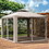 Outsunny 9.6' x 9.6' Patio Gazebo, Outdoor Canopy Shelter with 2-Tier Roof and Netting, Steel Frame for Garden, Lawn, Backyard, and Deck, Taupe