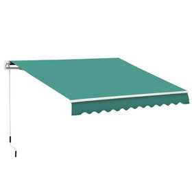 Outsunny 13' x 8' Retractable Awning, Patio Awnings, Sunshade Shelter w/ Manual Crank Handle, UV & Water-Resistant Fabric and Aluminum Frame for Deck, Balcony, Yard, Green