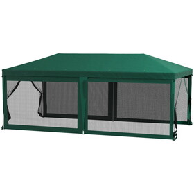 Outsunny 10' x 20' Party Tent, Outdoor Wedding Canopy & Gazebo with 6 Removable Sidewalls, Shade Shelter for Events, BBQs, Green