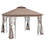 Outsunny 10' x 11.5' Metal Patio Gazebo, Double Roof Outdoor Gazebo Canopy Shelter with Tree Motifs Corner Frame and Netting, for Garden, Lawn, Backyard, and Deck, Brown