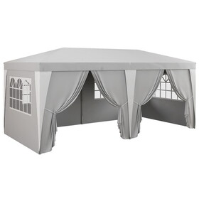 Outsunny 19 x 10' Pop Up Canopy Tent with 6 Removable Sidewalls, 4 Windows, Large Ez Up Canopy with Adjustable Height, Instant Shelter Gazebo for Outdoor Events, Party, Wedding, Gray