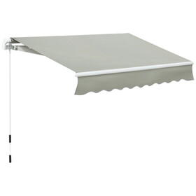 Outsunny 8' x 7' Patio Retractable Awning, Manual Exterior Sun Shade Deck Window Cover, Grey