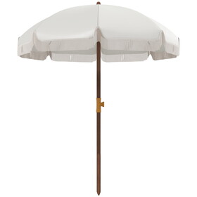 Outsunny 6.2' Portable Beach Umbrella, UV 40+ Ruffled Outdoor Umbrella with Vented Canopy, Carry Bag, Cream White
