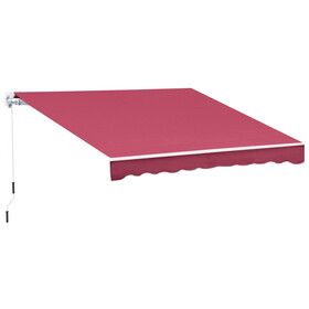 Outsunny 13' x 8' Retractable Awning, Patio Awnings, Sunshade Shelter w/ Manual Crank Handle, UV & Water-Resistant Fabric and Aluminum Frame for Deck, Balcony, Yard, Wine Red