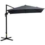 Outsunny 8FT Cantilever Patio Umbrella, Square Outdoor Offset Umbrella with 360° Rotation, Aluminum Hanging Umbrella with 3-Position Tilt, Crank & Cross Base for Garden, Dark Gray
