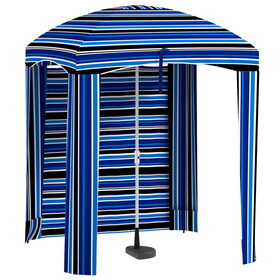 Outsunny 5.9' x 5.9' Portable Beach Umbrella, Ruffled Outdoor Cabana with Walls, Vents, Sandbags, Carry Bag, Blue Stripe W2225P174270